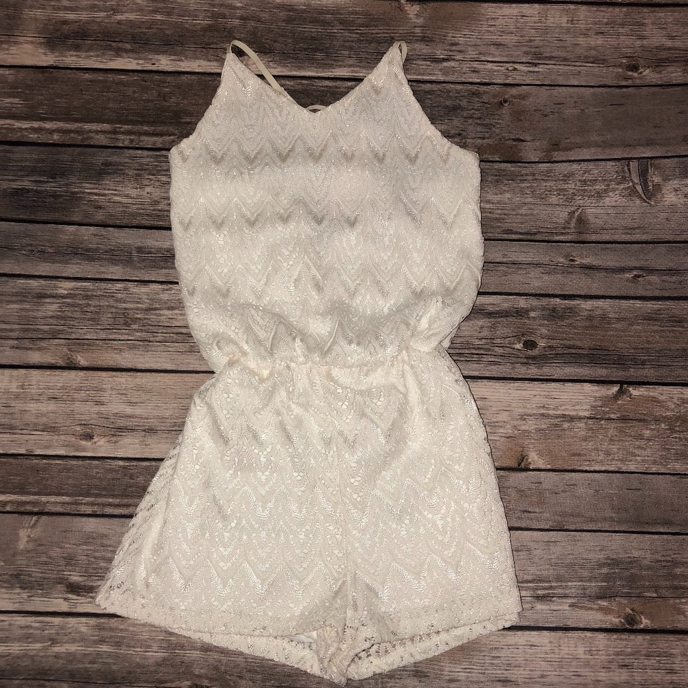 Vintage Havana/Play Six Open Back Lace Romper